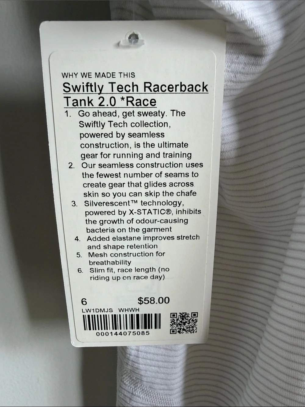 lululemon athletica White Ribbed Racerback Tank